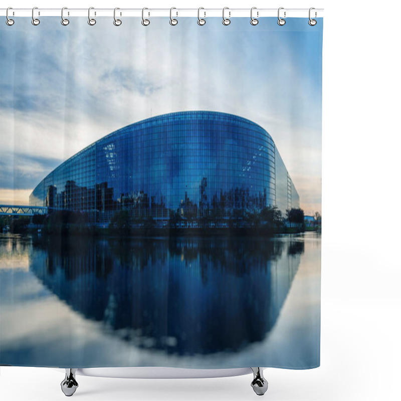 Personality  European Parliament Building In Strasbourg At Dusk  Shower Curtains