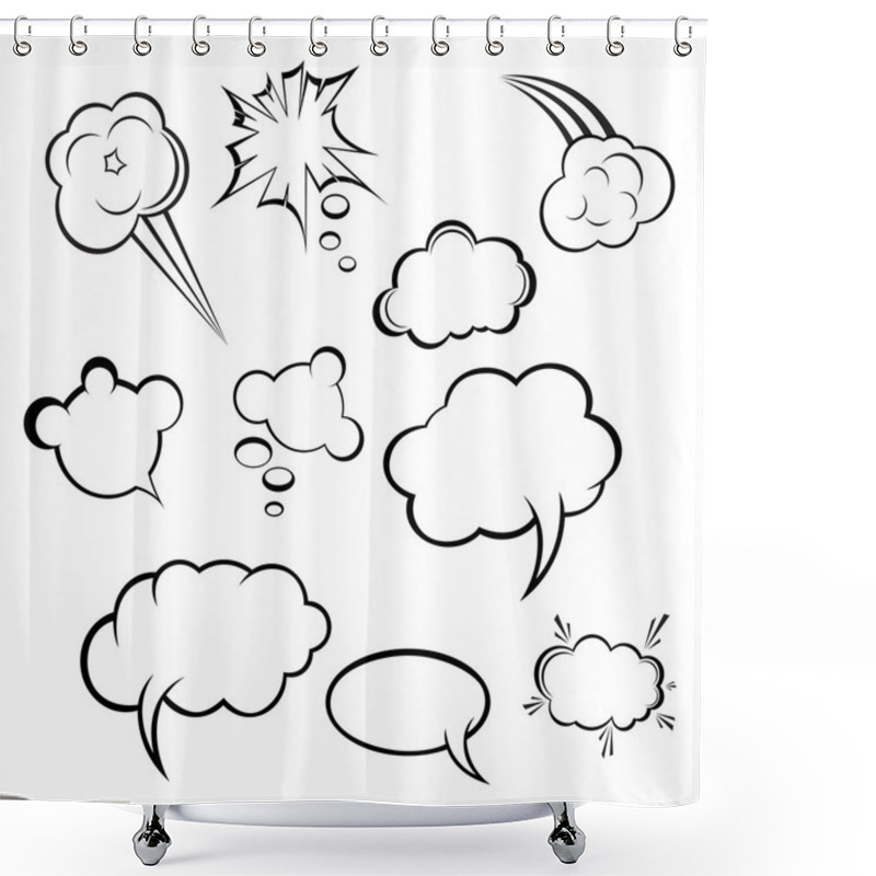 Personality  Collection Of Comic Style Speech Bubbles Shower Curtains