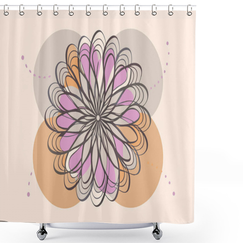 Personality  Vibrant Abstract Flower Design With Spiral Pattern Shower Curtains