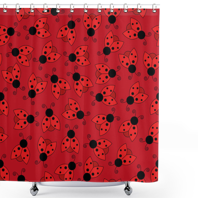 Personality  Ladybug Seamless Pattern Art Background Shower Curtains