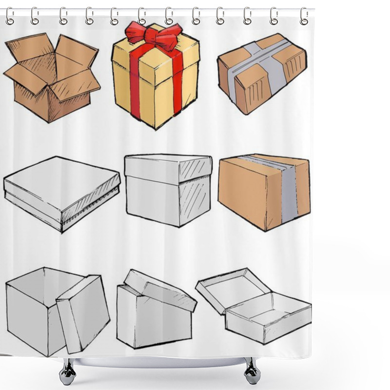 Personality  Set Of Boxes Shower Curtains