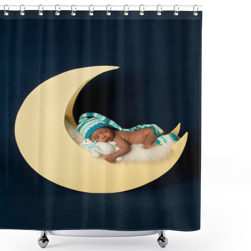 Personality  Newborn Baby Girl Sleeping On The Moon Shower Curtains