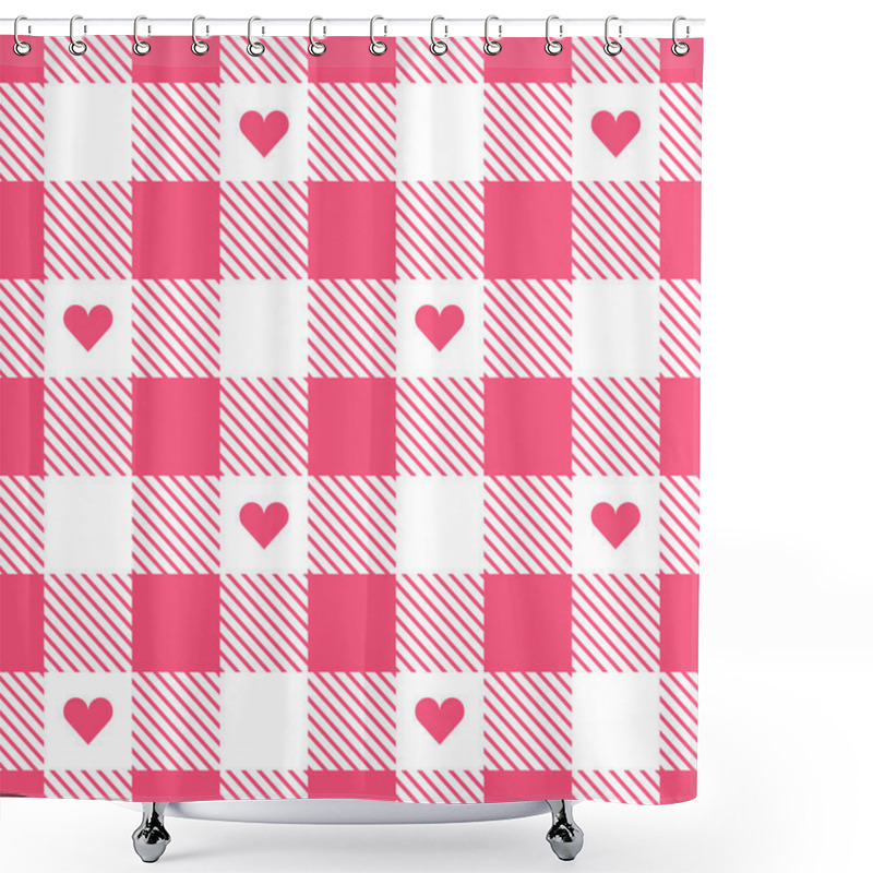 Personality  Gingham Checkered Pattern Heart Plaids Shower Curtains