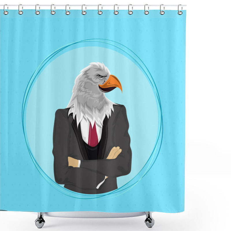 Personality  Eagle Bird In Suit, Anthropomorphic Design. Shower Curtains