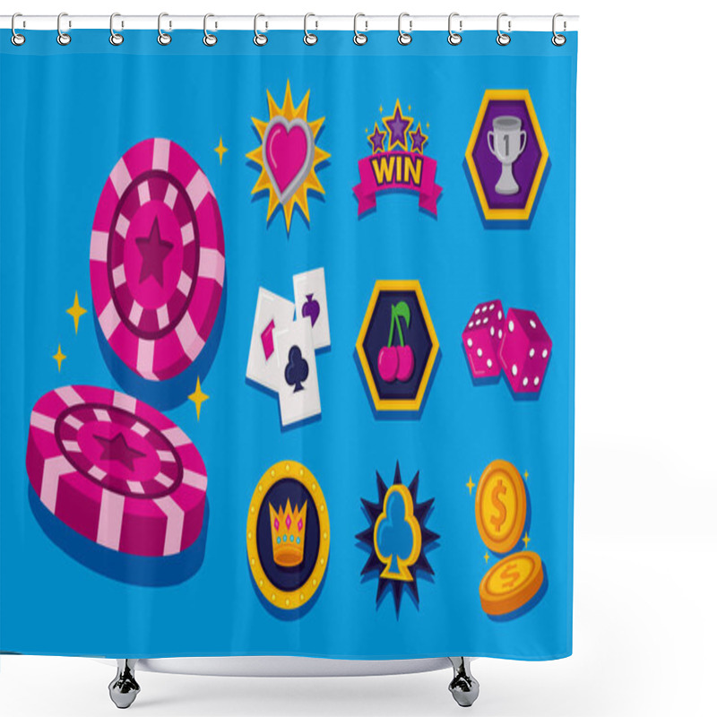 Personality  Bundle Of Slots Casino Set Icons Shower Curtains