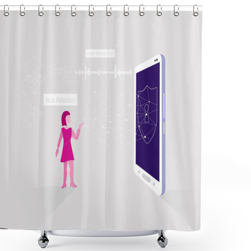 Personality  Face And Voice Recognition In Your Smartphone. Modern Technologies Based On Neural Networks, Concept Of Artificial Intelligence  Shower Curtains