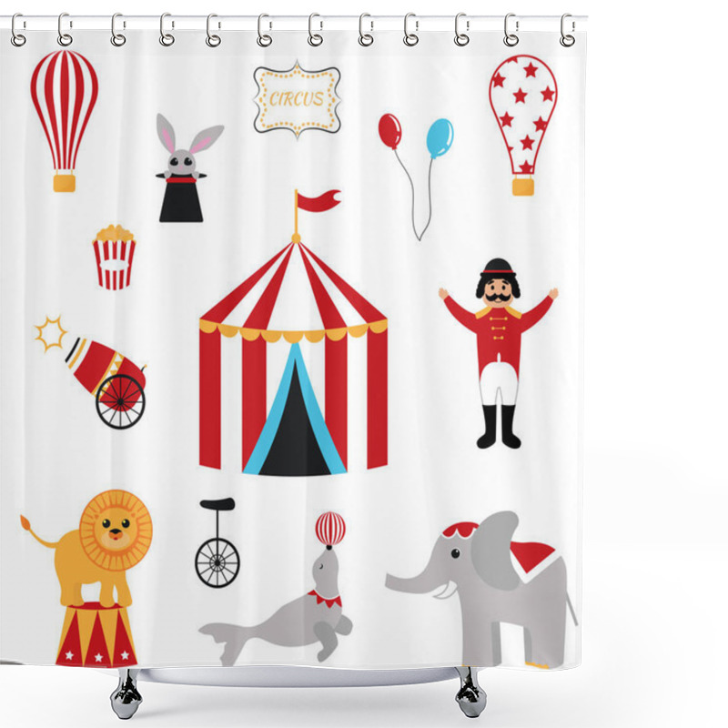 Personality  Cute Set Of Circus Elements Shower Curtains