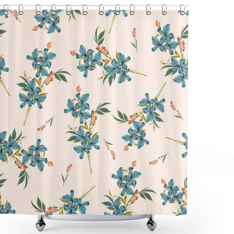 Personality  Floral Bouquet Vector Pattern With Small Flowers And Leaves, Design For Fashion , Fabric, Textile, Wallpaper, Cover, Web , Wrapping And All Prints Shower Curtains