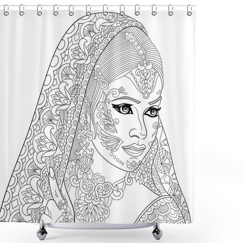 Personality  Zentangle Stylized Indian Woman Shower Curtains