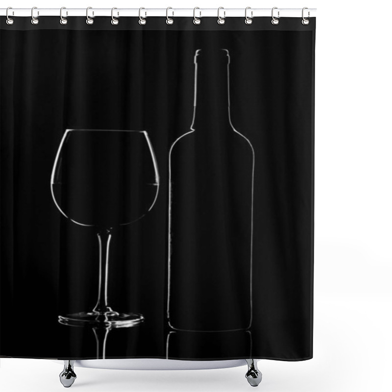 Personality  Empty Wine Glass And A Bottle Isolated On A Dark Background Shower Curtains