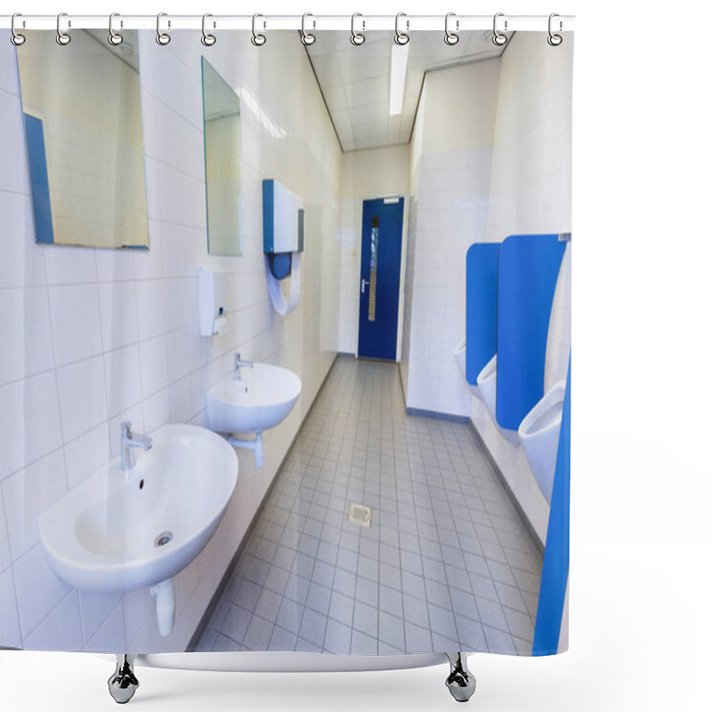 Personality  Toilet Room For Men With Urinals Sinks And Mirrors Shower Curtains