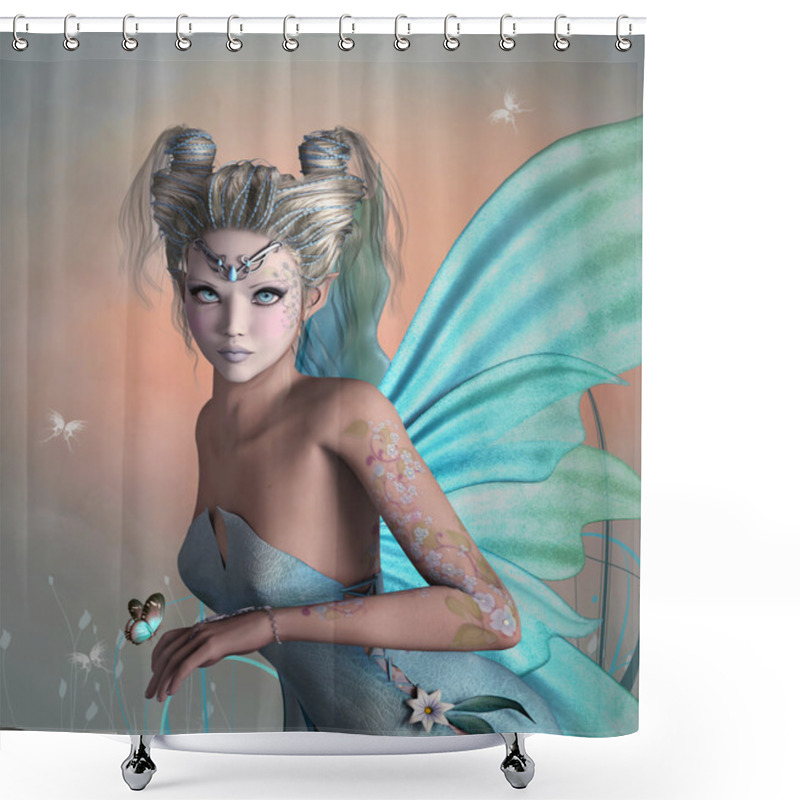 Personality  Little Blue Fairy Shower Curtains