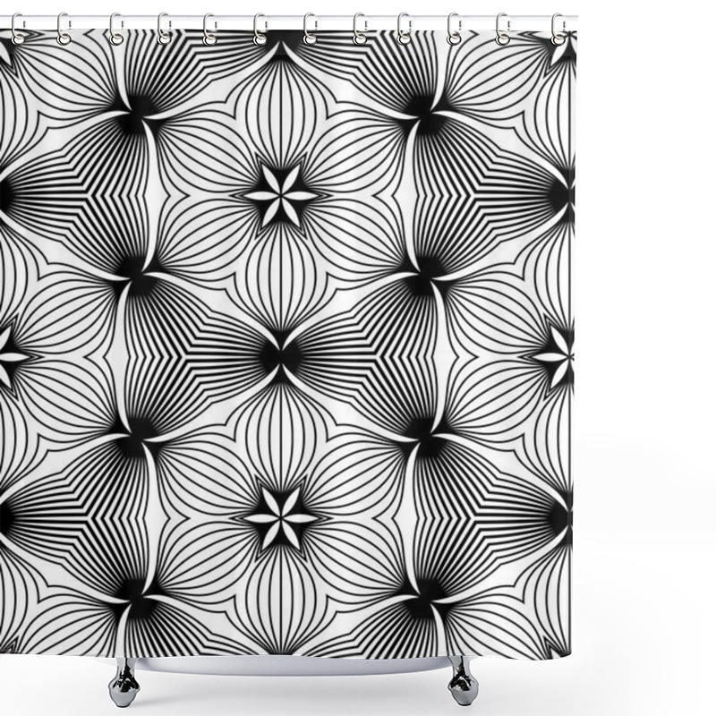 Personality  Black And White Op Art Design, Vector Seamless Pattern Backgroun Shower Curtains