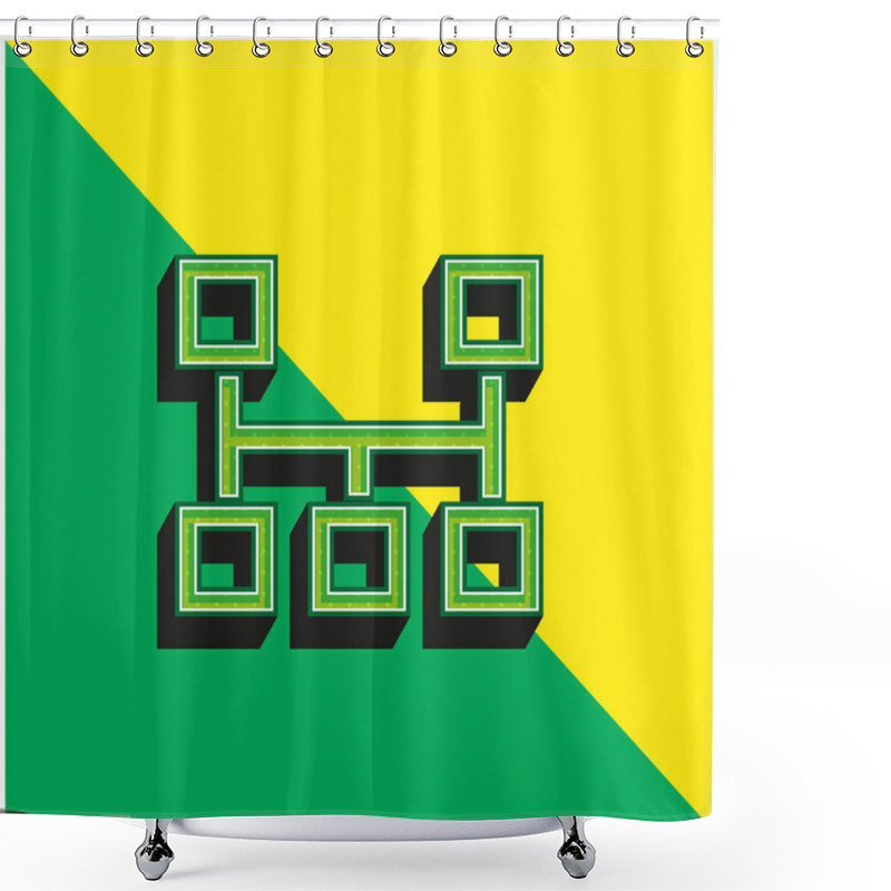 Personality  Blocks Scheme Green And Yellow Modern 3d Vector Icon Logo Shower Curtains