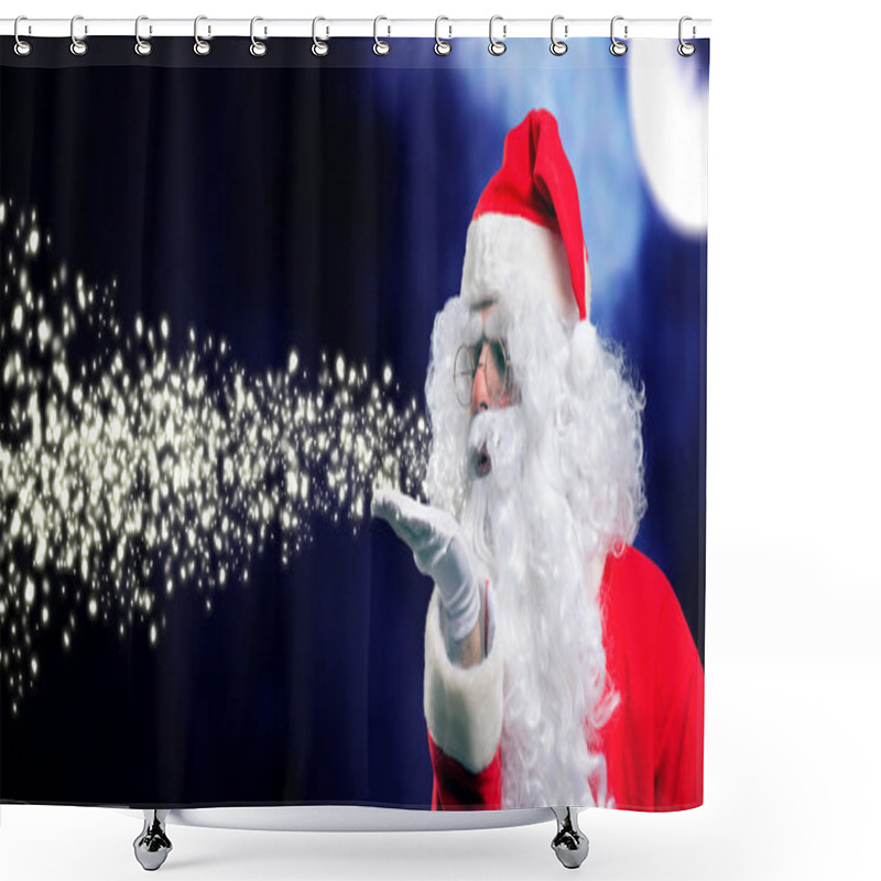 Personality  Santa Claus Blowing Snow Shower Curtains