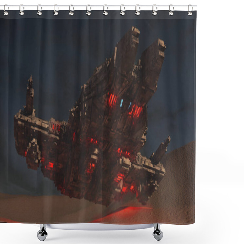 Personality  3d Render. Alien Spaceship Concept Shower Curtains