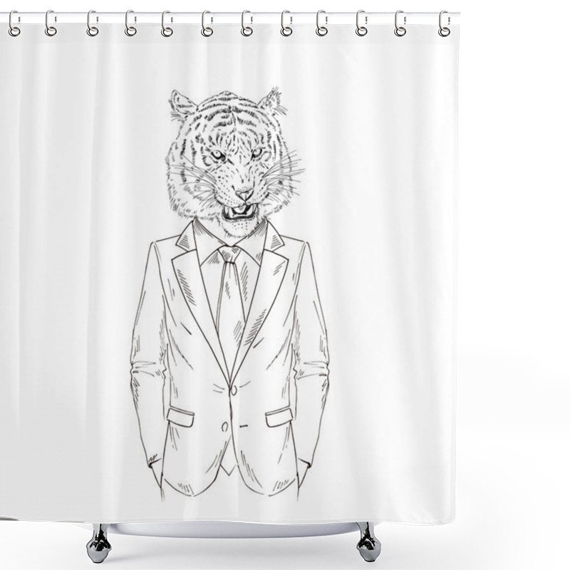 Personality  Roaring Tiger Dressed Up Shower Curtains