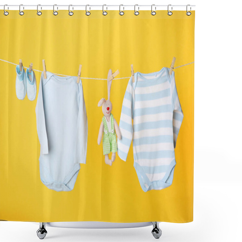 Personality  Clothesline With Hanging Baby Clothes Shower Curtains