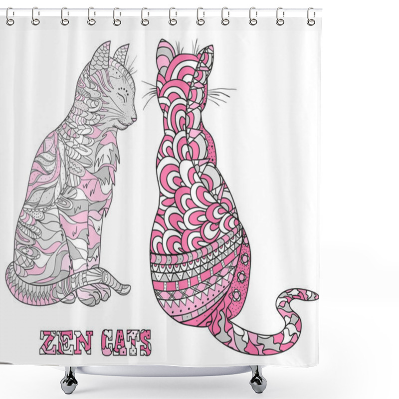 Personality  Cats. Zen Art Shower Curtains