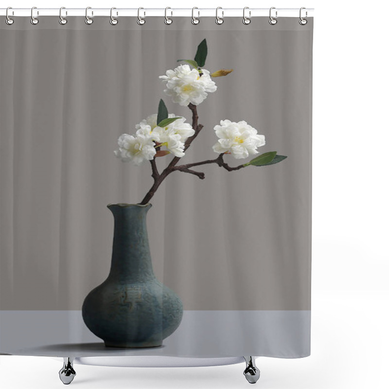 Personality  3d Mural Wallpaper White And Black Vase With Rose Flowers On Black Background . Suitable For Use On A Wall Frame Shower Curtains