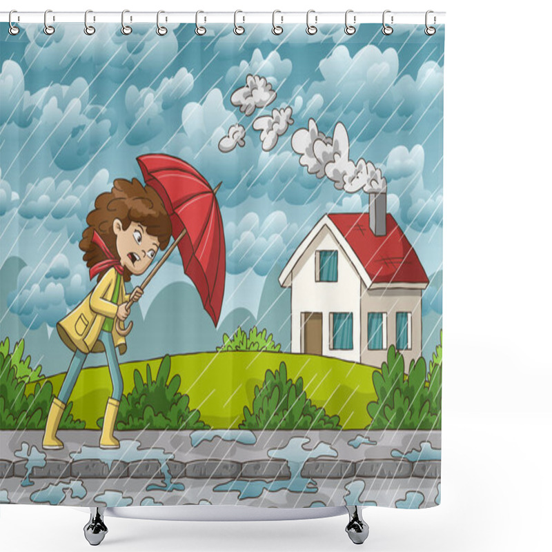 Personality  Woman Walks Through The Rain Shower Curtains