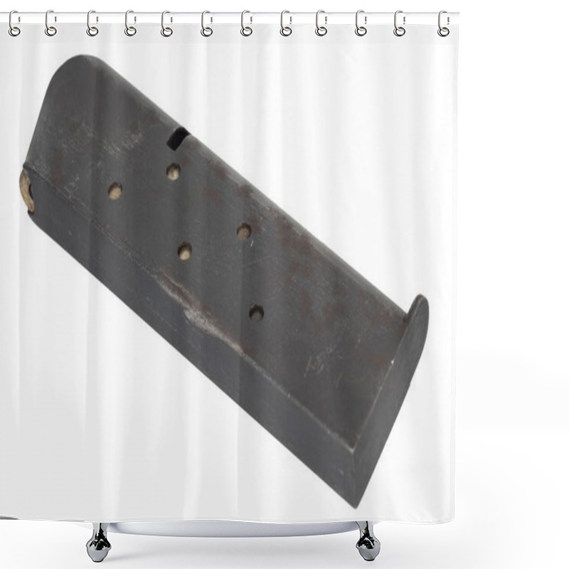 Personality  Magazine And Ammunition For M1911 Automatic Pistol, Caliber .45 Isolated On White Background Shower Curtains