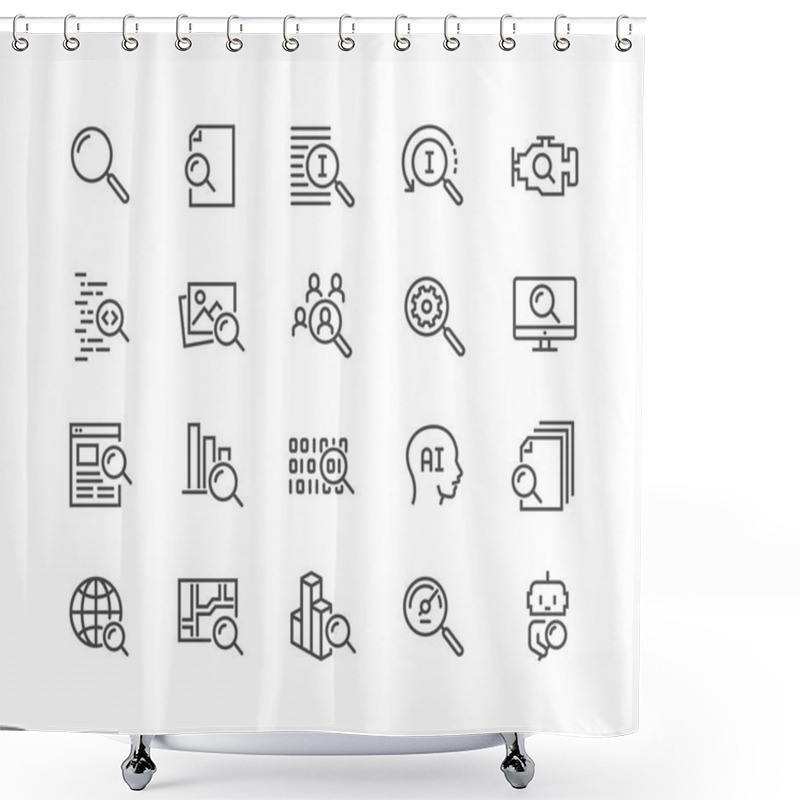 Personality  Line Search Icons Shower Curtains