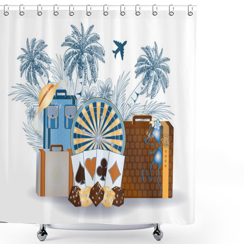 Personality  Casino Summer Tropical Background, Vector Illustration Shower Curtains