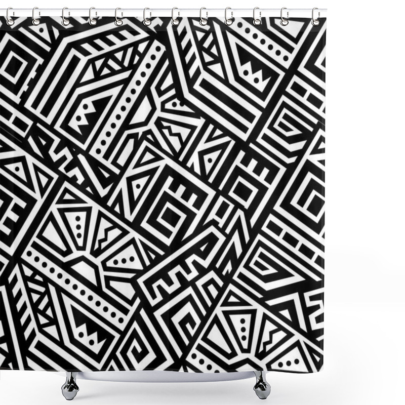 Personality  Abstract Vector Seamless Pattern In Ethnic Style Shower Curtains