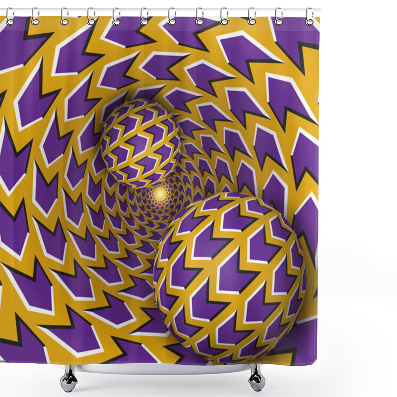 Personality  Two Balls Are Moving On Rotating Funnel.  Shower Curtains