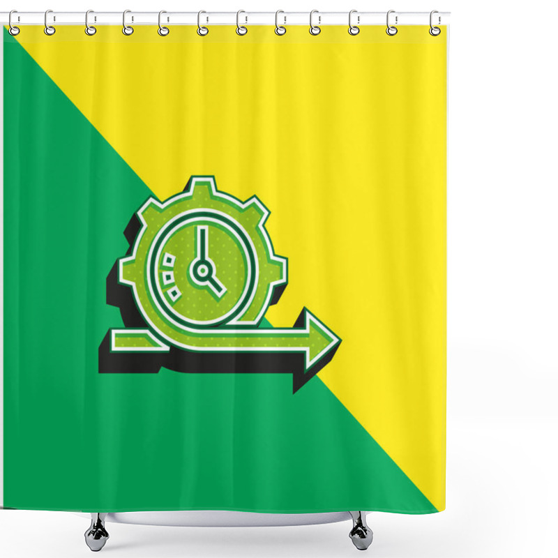 Personality  Agile Green And Yellow Modern 3d Vector Icon Logo Shower Curtains