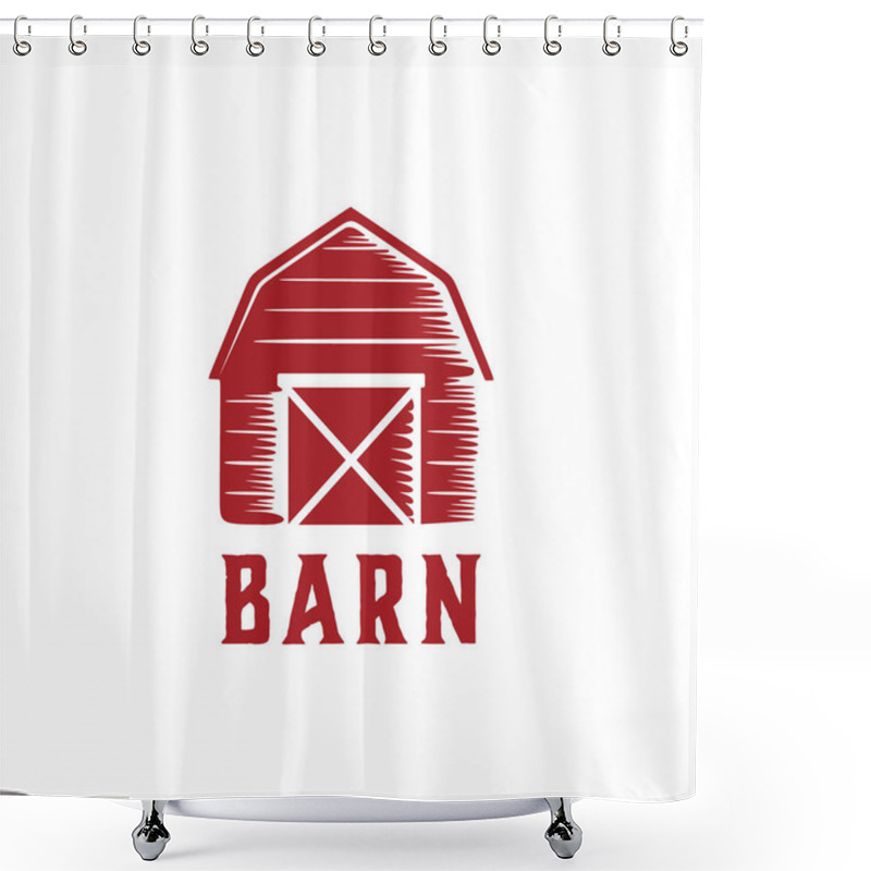 Personality  Barn Farm Logo Ideas. Inspiration Logo Design. Template Vector I Shower Curtains