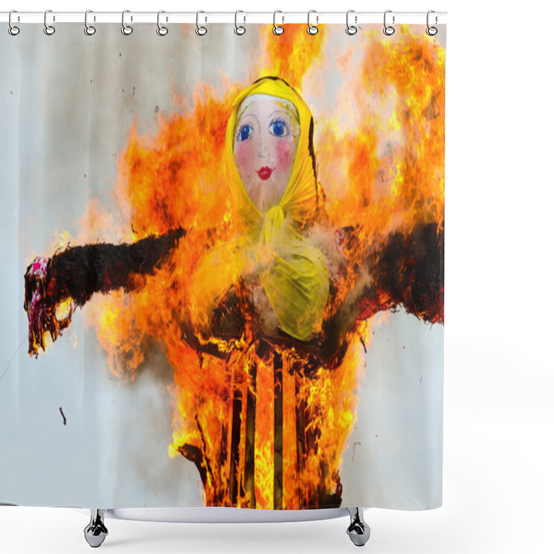 Personality  Burning Of Scarecrow Of Shrovetide Shower Curtains