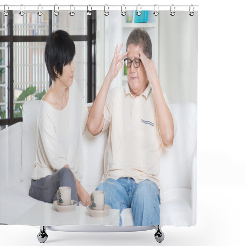 Personality  Senior Man Headache Shower Curtains