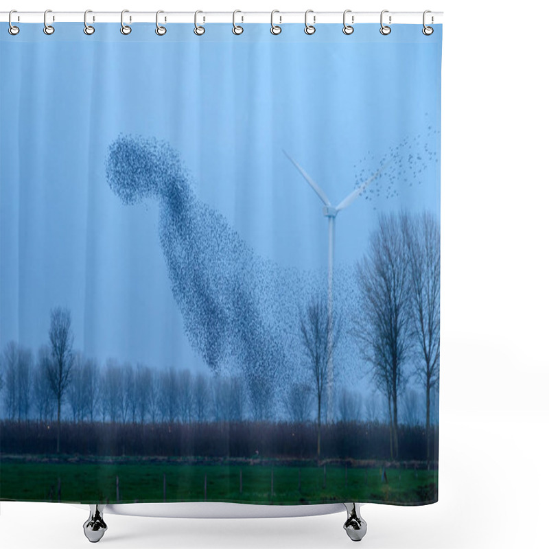 Personality  He Murmurations Of Starlings On Sunset  Shower Curtains