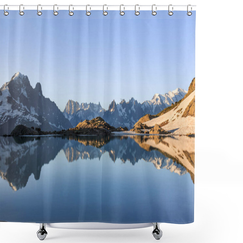 Personality  Mont Blanc Massif Reflected In Lac Blanc, Graian Alps, France Shower Curtains