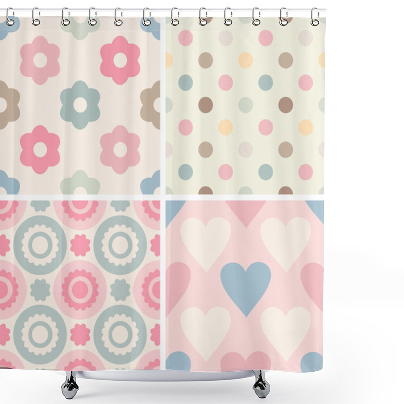 Personality  Set Of Simple Romantic Patterns Shower Curtains