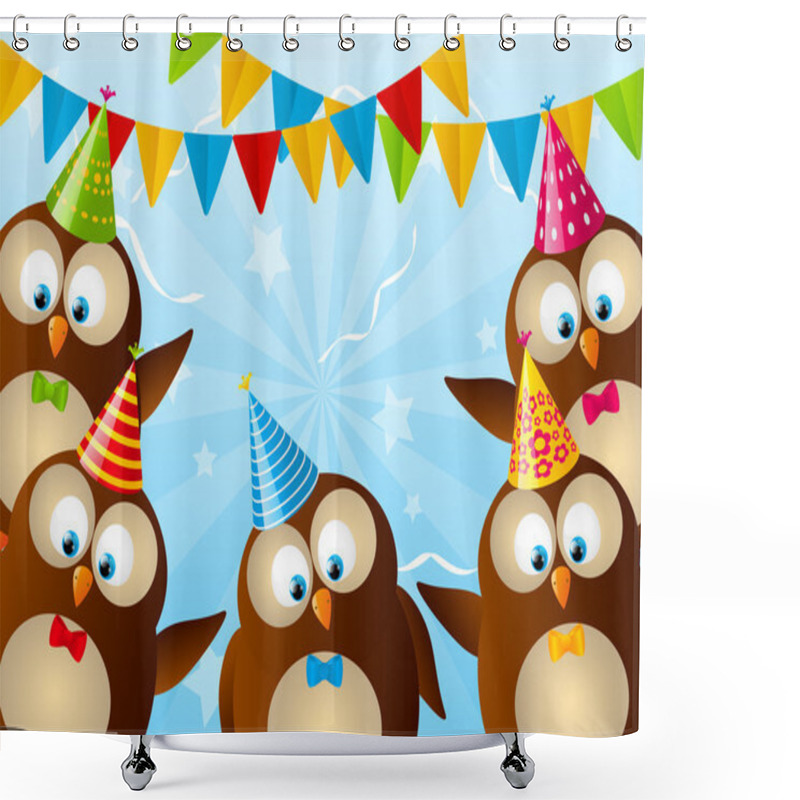 Personality  Birthday Card With Funny Owls Shower Curtains