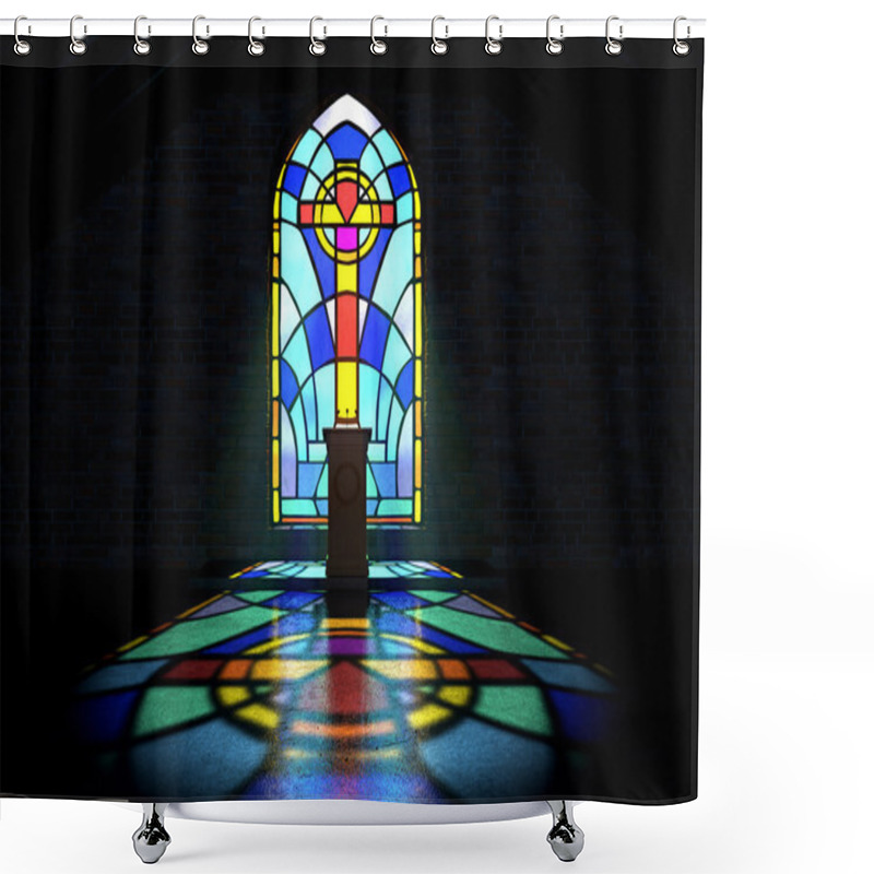 Personality  Stained Glass Window Church Shower Curtains