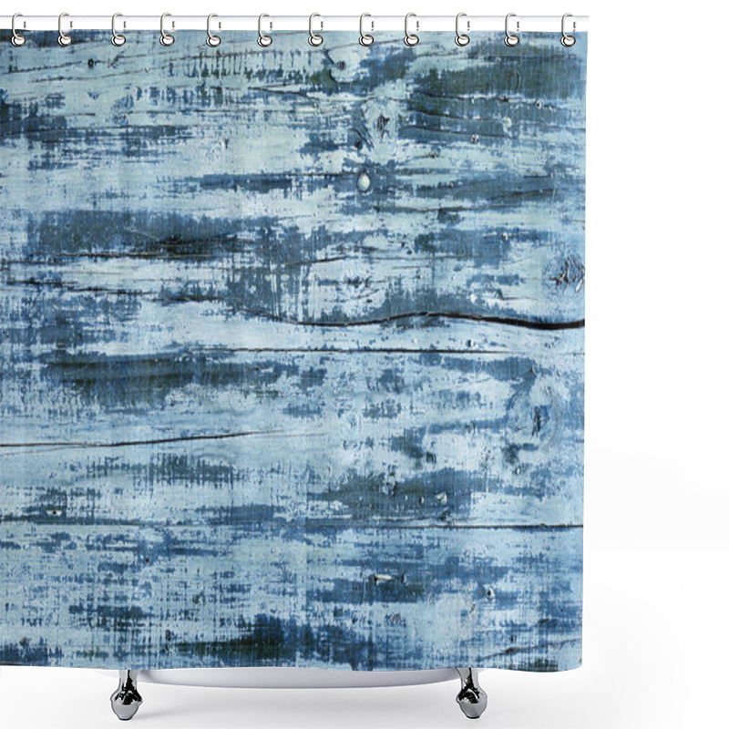 Personality  Aged Blue Painted Wood Shower Curtains