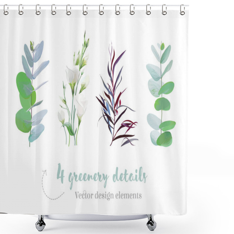 Personality  Mix Of Herbs And Plants Vector Collection Shower Curtains