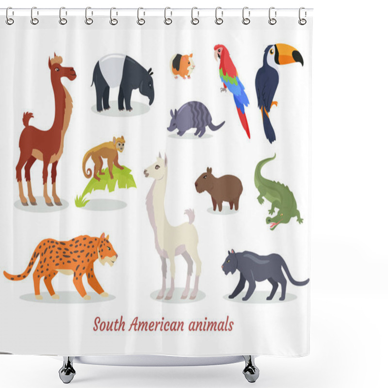 Personality  South American Animals Cartoon Vectors Set Shower Curtains