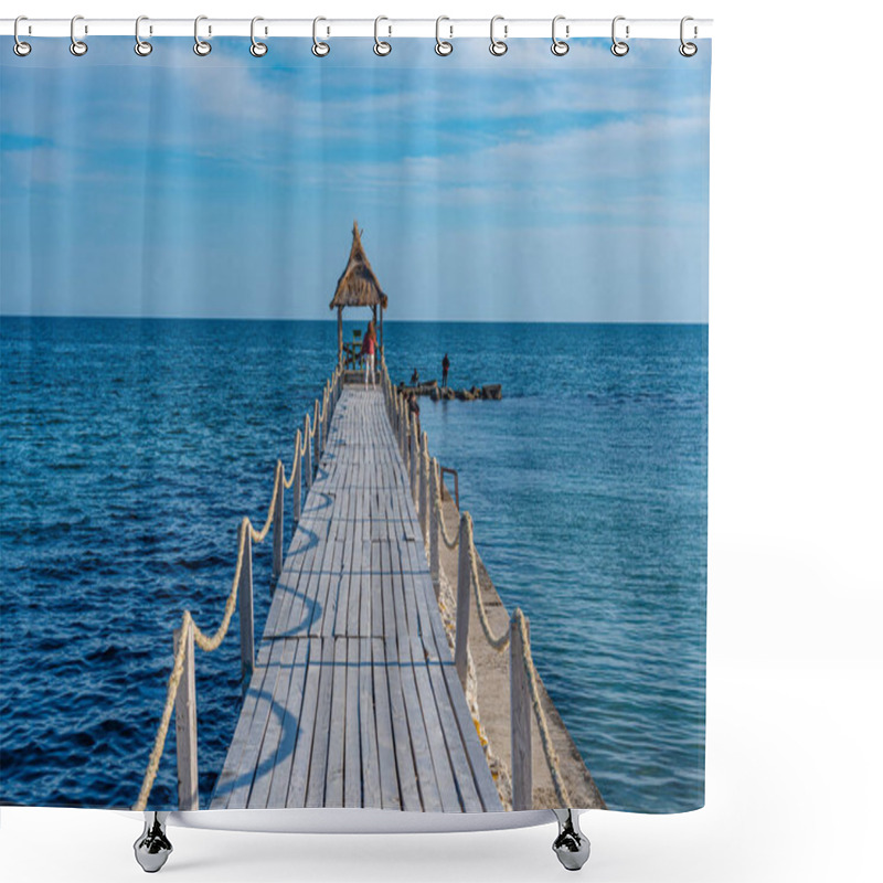 Personality  Pier Leading To The Black Sea In Balchik, Bulgaria Shower Curtains