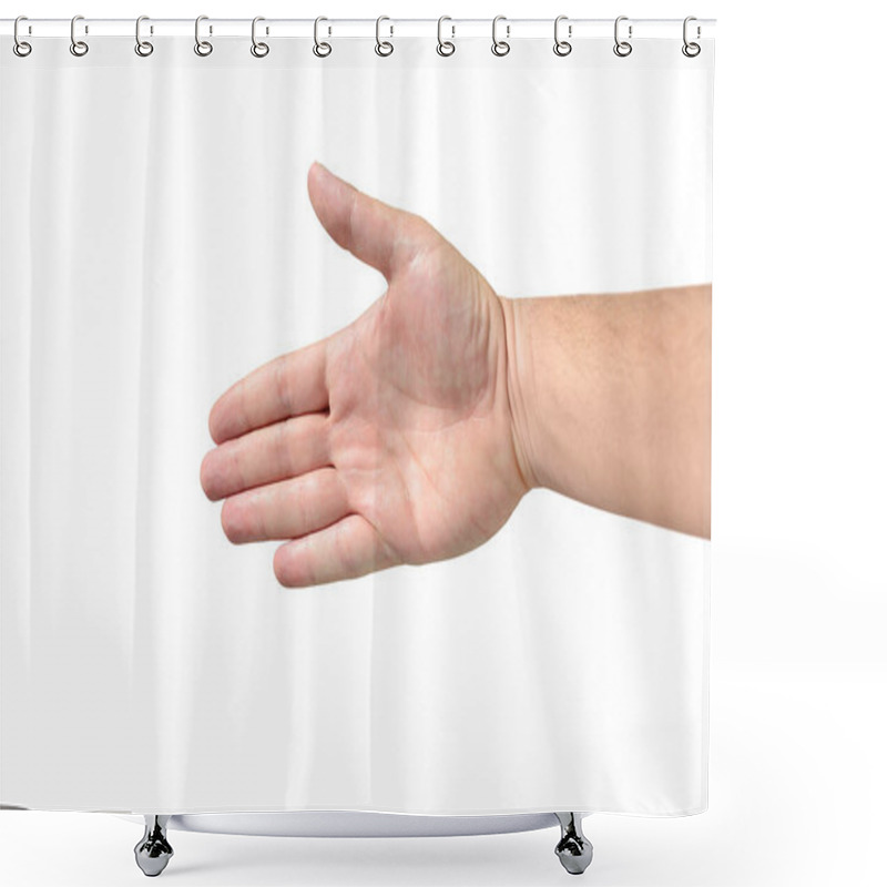 Personality  Hand, Human Palm Isolated On White Background Shower Curtains