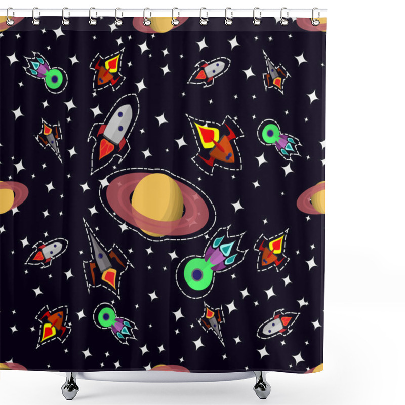 Personality  Space Cartoon Background. Shower Curtains