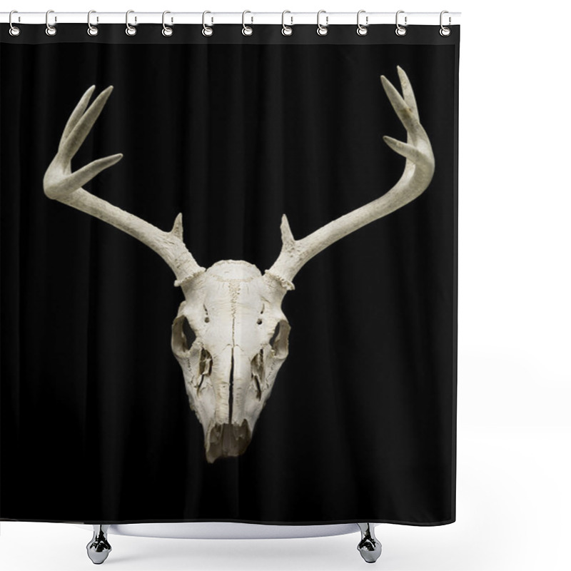 Personality  Deer Skull Displayed On Black Background Shower Curtains