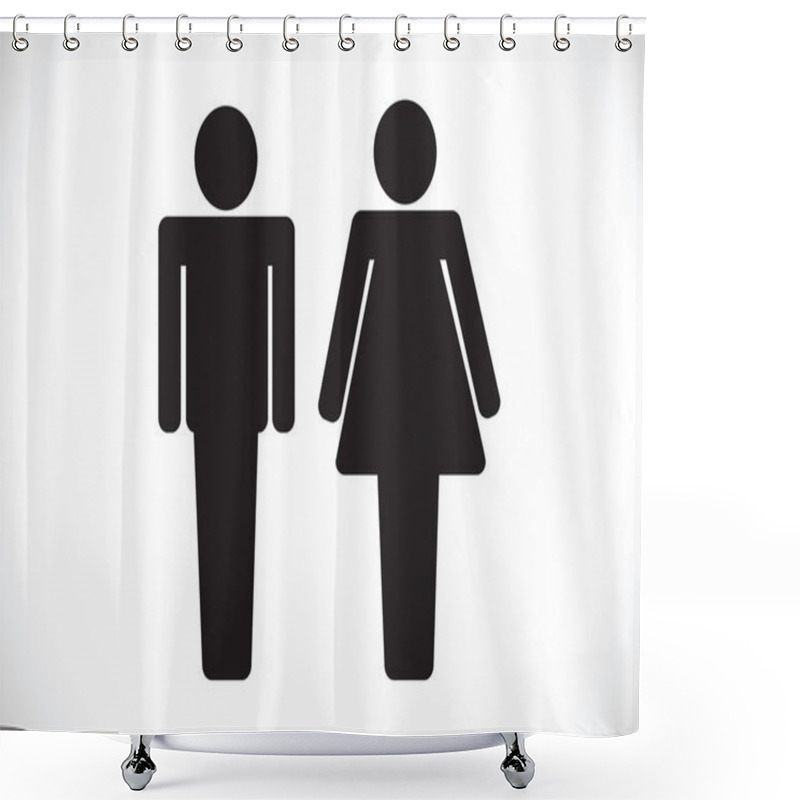 Personality  Pictogram Man Woman Sign Icons, Toilet Sign Or Restroom Icon Shower Curtains