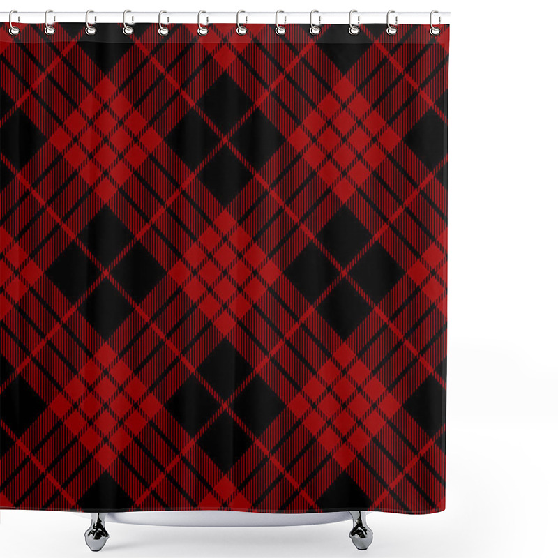 Personality  Tartan Red And Black Seamless Pattern. Shower Curtains