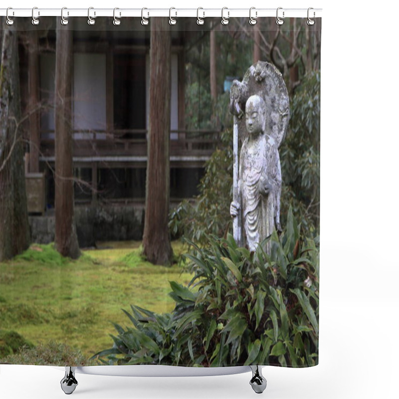 Personality  Statue Of Buddha And Moss Garden Of Sanzenin In Kyoto, Japan Shower Curtains