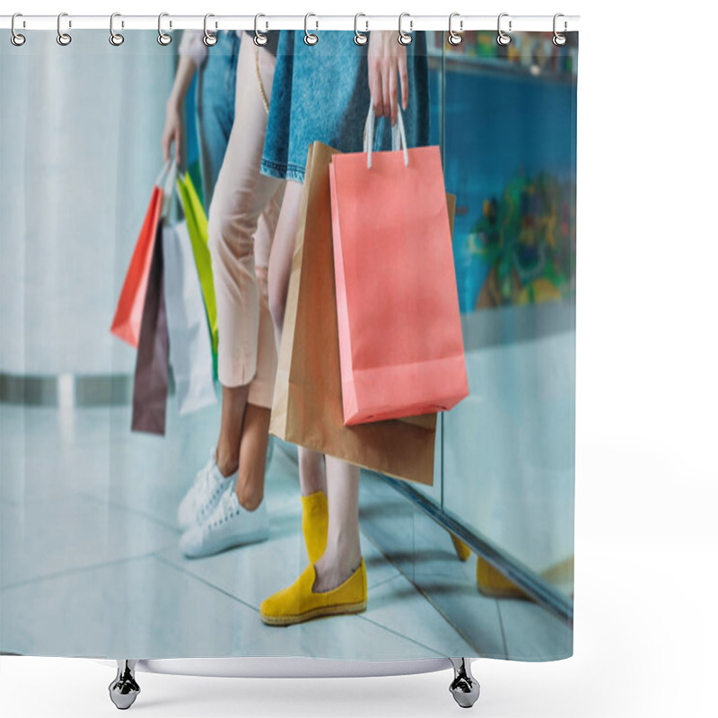 Personality  Young Women With Shopping Bags  Shower Curtains